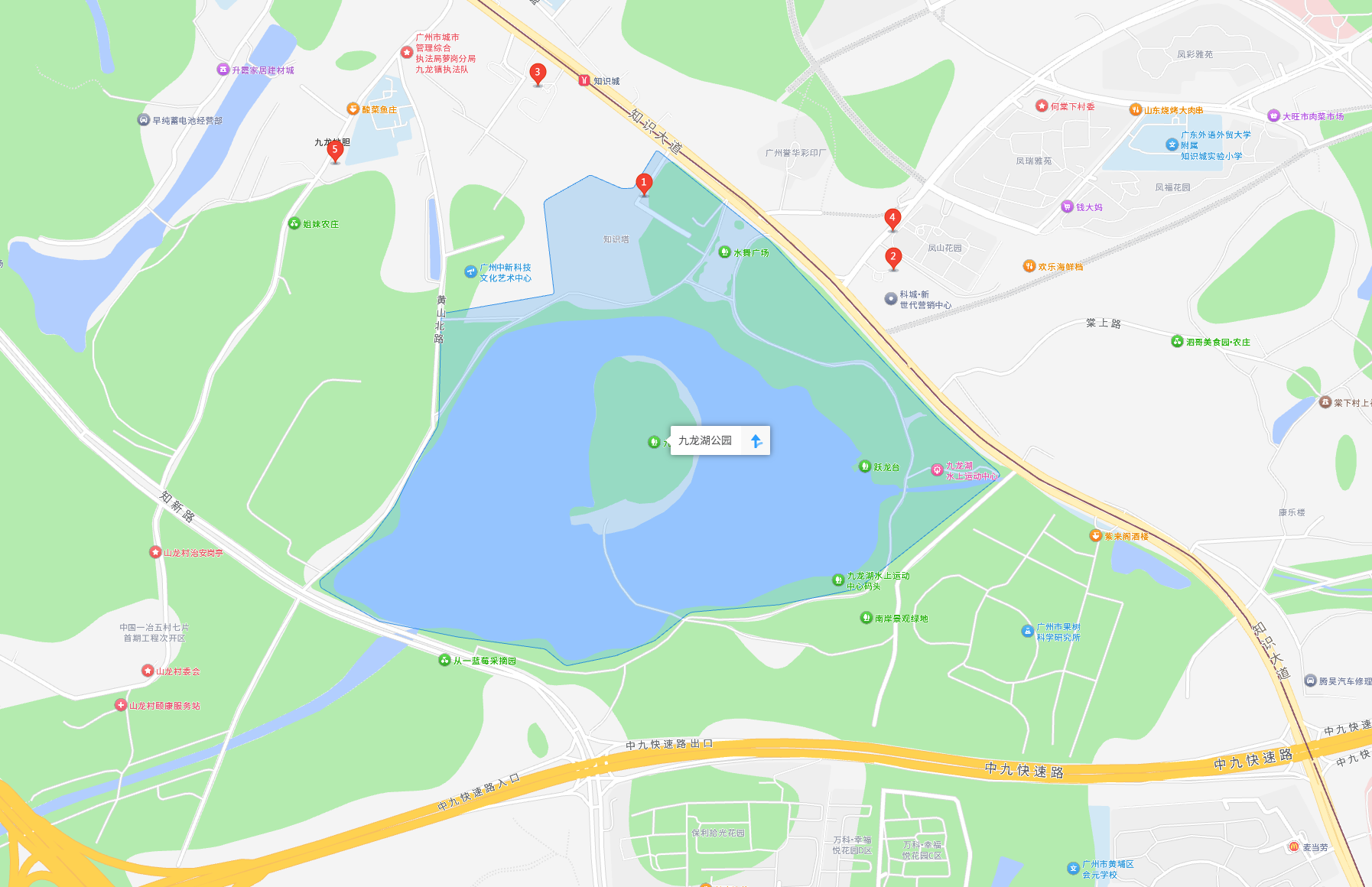 导航：中新广州知识城九龙湖停车场